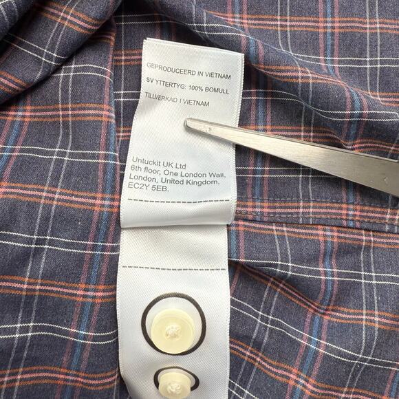 Men's Casual Button Down Shirt - Blue and Red Plaid - Picture 8 of 12